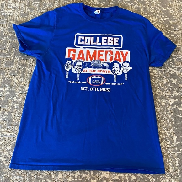 Kansas Jayhawks College Game Day Shirt At The Booth Size Large Color Blue - Picture 1 of 4